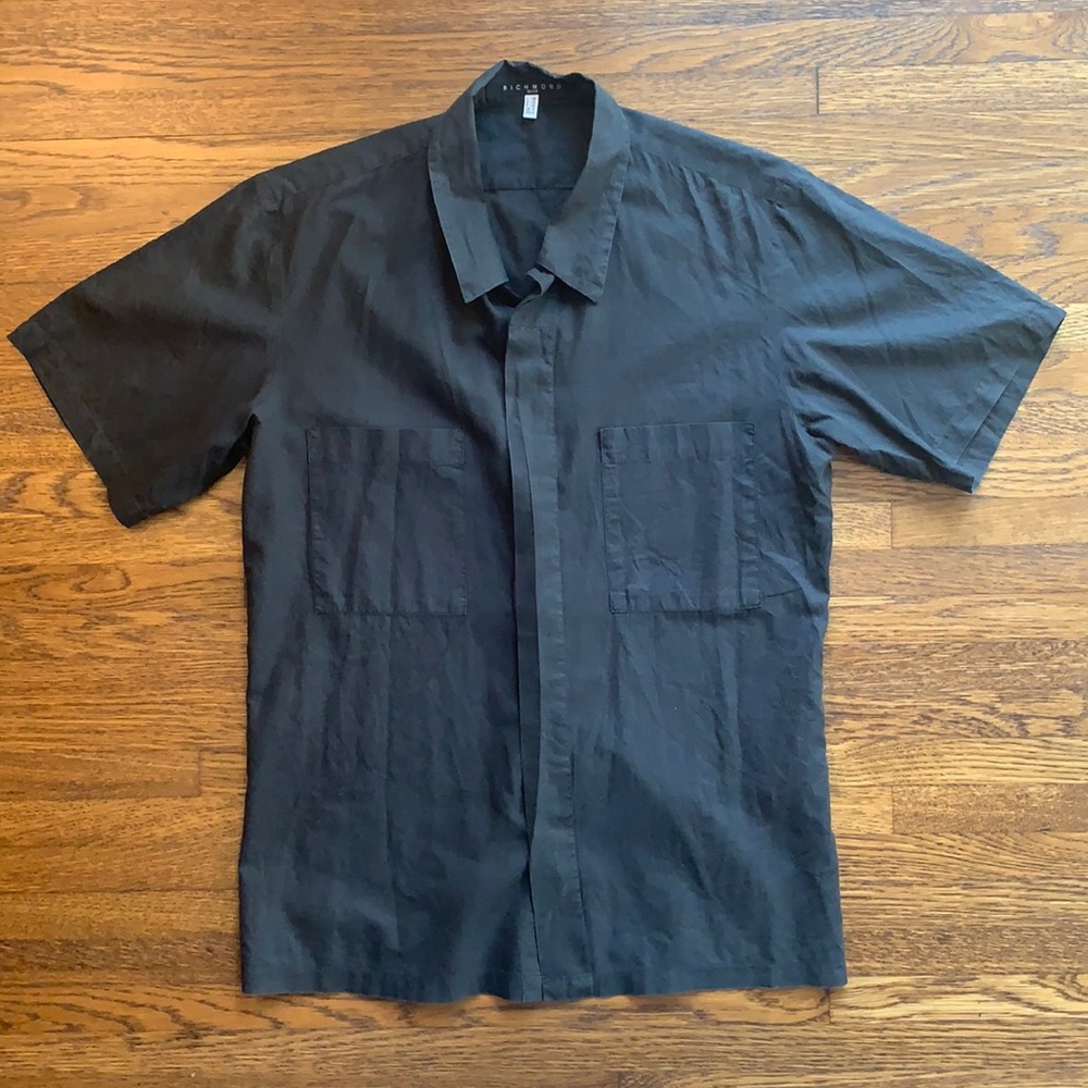 Men’s Black Richmond Denim lightweight Cotton Short Sleeve Shirt